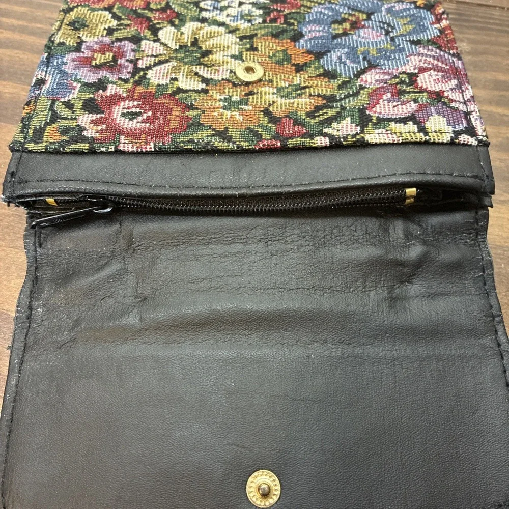 Vintage Floral Tapestry Shoulder Bag Wallet Set Multicolor Grandmacore